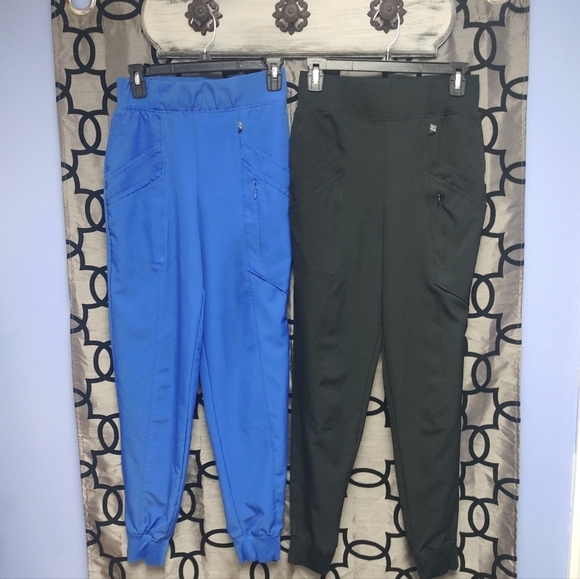 Cuddl Duds Pants - TWO Cuddle Duds Climate Right XS Blue and Black Scrubs Jogger Pants